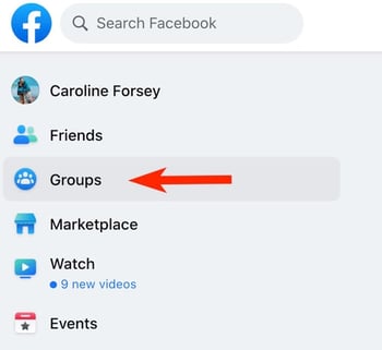 the group button on facebook homepage