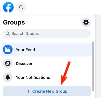 create new group button on facebook